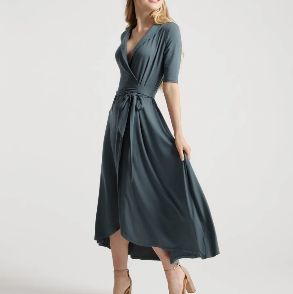 Quince Tencel Jersey Midi Wrap Dress